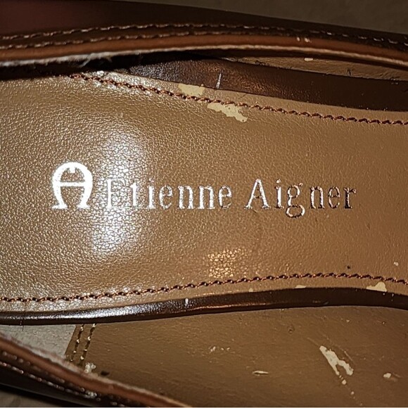 Etienne Aigner Nowell Light Caramelr Braided Accent Heeled Loafers Size 6 - Picture 8 of 10